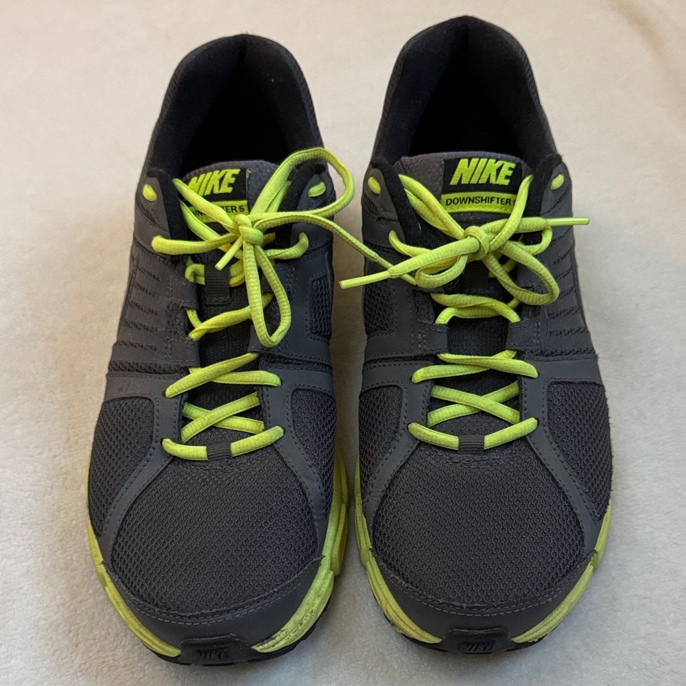 Nike Downshifter Gray and Neon Yellow Shoes Size 12